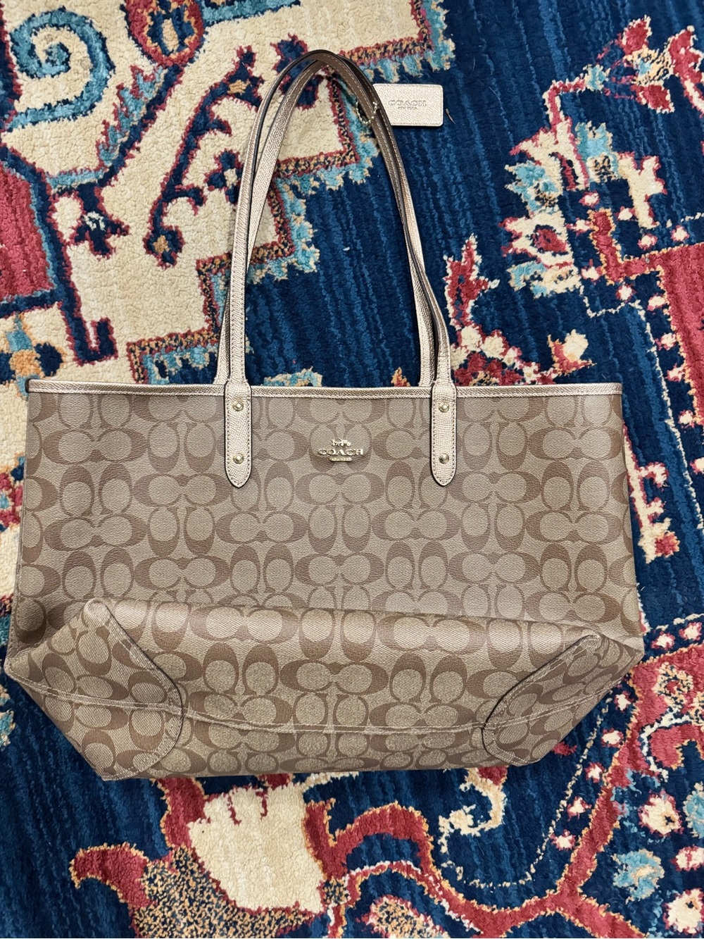 Coach Rose Gold Tan/Chalk Signature Canvas Tote - Picture 3 of 8